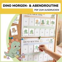 Morgen & Abendroutine für Kinder Dino, Routineplan, Morgenroutine Kinder Dinosaurier, Routinekarten PDF, Tagesplan zum A