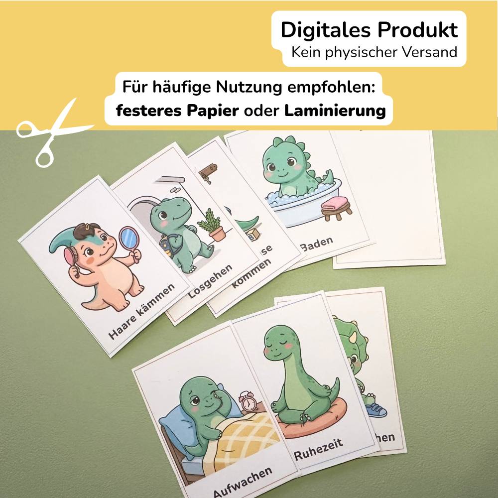 Morgen & Abendroutine für Kinder Dino, Routineplan, Morgenroutine Kinder Dinosaurier, Routinekarten PDF, Tagesplan zum A Bild 8