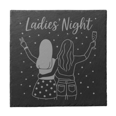 Ladies Night - Untersetzer Schiefer Geschenk Freundschaft Wein Spruch Deko Freundin