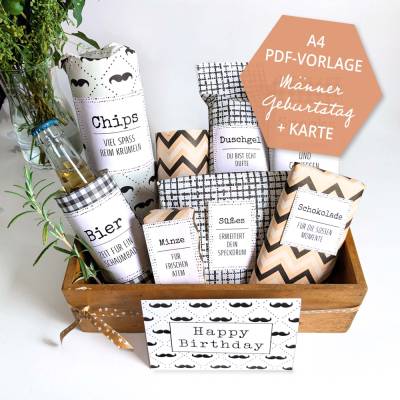 Männer Geburtstagsgeschenk | Etiketten | Karte | Druckvorlage A4 | Datei | PDF Vorlage | Geburtstag