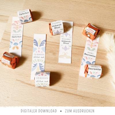Küsschen-Banderole zum Opferfest | Eid Mubarak Printable Candy Wrapper | Bayram Geschenk DIY | Eid al-Fitr | Eid al-Adh