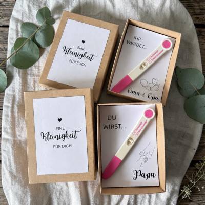 Schwangerschaft verkünden Geschenkbox Schwangerschaftstest - Du wirst Papa / Oma & Opa / Tante – Überraschung – Baby – 