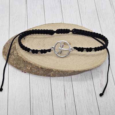 Libellen Armband | Makramee handgeknüpft | Edelstahl Anhänger | Leichtigkeit & Wandel | Verstellbar | Schwarz & Silber