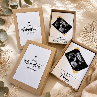 Schwangerschaft verkünden Geschenkbox Ultraschallbild - Du wirst Papa / Oma & Opa / Tante – Überraschung – Baby – 
