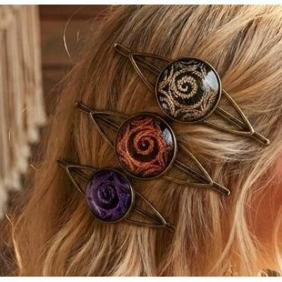 Bronzefarbener Haarclip mit Mosaik Cabochon – Haarklemme, Haarnadel, Haarschmuck, Haarspange