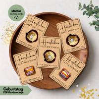 Geburtstags-Küsschen Glückwunsch Druckvorlage, Happy Birthday Kleinigkeit zum Ausdrucken DIN A4 PDF Geschenkidee