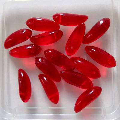 25 Glasperlen Banana beads, rot, böhmische Glasperlen