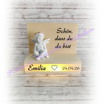 Holzaufsteller, Engel, Geburt, Baby, Geschenkidee, Geschenk zur Geburt, personalisiert, Handmade