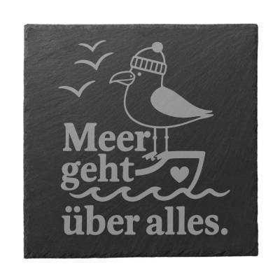 Meer geht über alles - Schiefer Untersetzer Geschenk Meer Liebe Urlaub Deko Freunde Freundschaft