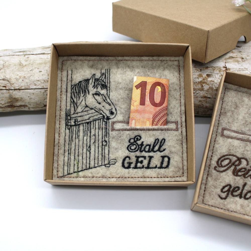 Stickdatei ITH Wunscherfüller Pferd Stall Reiten Geld verschenken Bild 3