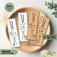 Hochzeitsdeko | Wunderkerzen Halter Druckvorlage Hochzeit | DIN A4 PDF Tischkarte zum Ausdrucken, Hochzeit Geschenkidee