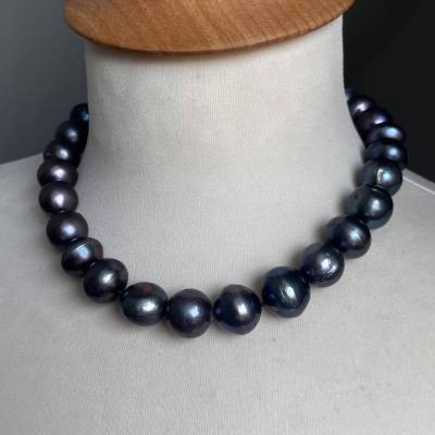 Tahiti-Perlen schwarze Statement-Kette