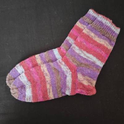 Handgestrickte Socken Gr.36/37 Weinrot/Pink/Violett/Hellblau/Beige/Braun
