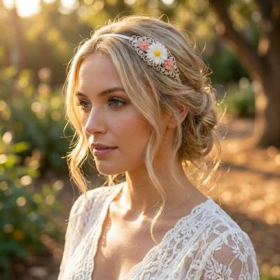 Romantischer Vintage Haarreif mit Resinblumen & Cabochon – Perfekter Haarschmuck für Hochzeit & Fest
