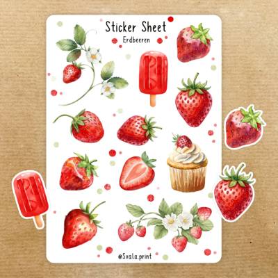 Sticker Erdbeeren | Food Sticker Erdbeeren
