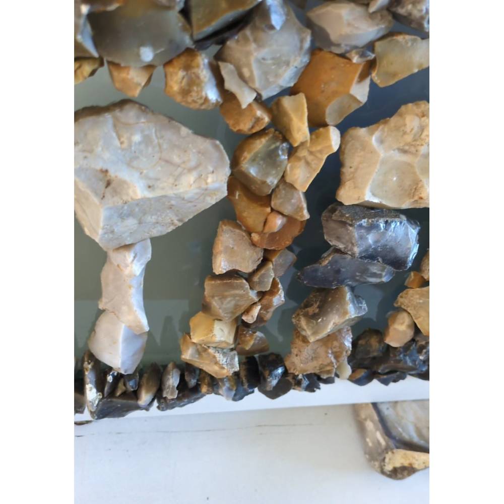 Ewiger Horizont – Unikat-Steinmosaik im Upcycling-Rahmen aus massiver Eiche Bild 2