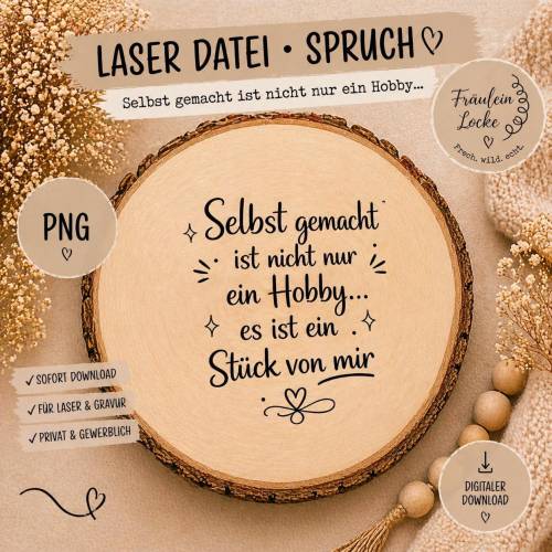 Laserdatei Gravur | Statement Spruch | Handarbeit  | Gravurdatei für Holz & Schiefer | DIY Datei | PNG