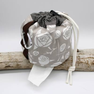Toilettenpapierbeutel Klopapier beige taupe weiß Rose