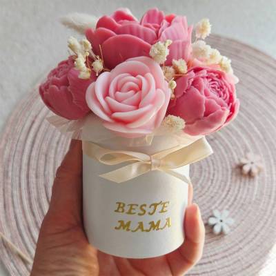 Kerzenstrauß für Mama – Muttertag Geschenk – Beste Mama Duftkerze – Blumen Kerze – Handgemacht