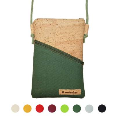 Handytasche aus Kork & Canvas – nachhaltige, vegane Smartphone Umhängetasche | Farbwahl | handgemacht