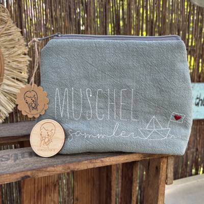 Große Muschelsammler Tasche XL // Kosmetiktasche // Kulturbeutel // Schminktasche