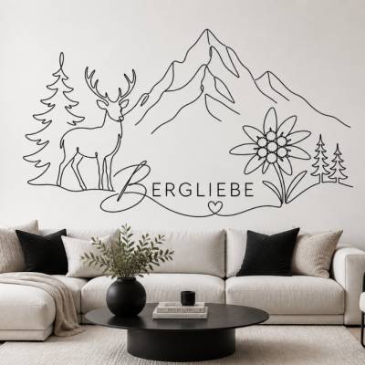 Bergliebe SVG Datei | Alpen Line Art mit Hirsch Edelweiß Berge | Lasergravur Vorlage | PNG PDF xTool Cricut