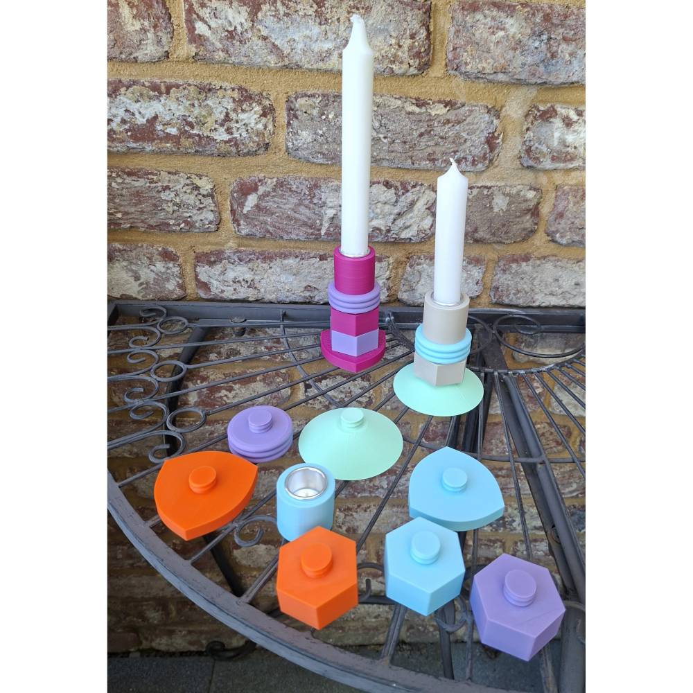 Modularer Kerzenständer modern | individuell kombinierbar | farbiger Kerzenhalter | 3D Druck Design