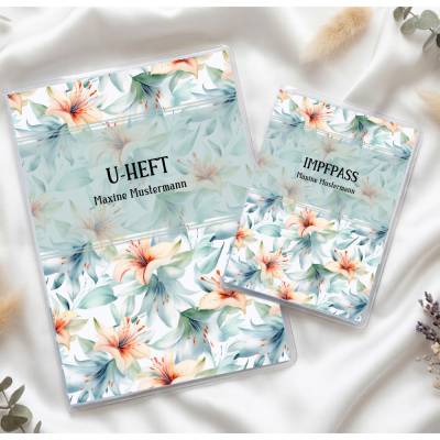 Schutzhülle für U-Heft l Impfpass l SET l  Blumen ID 1035