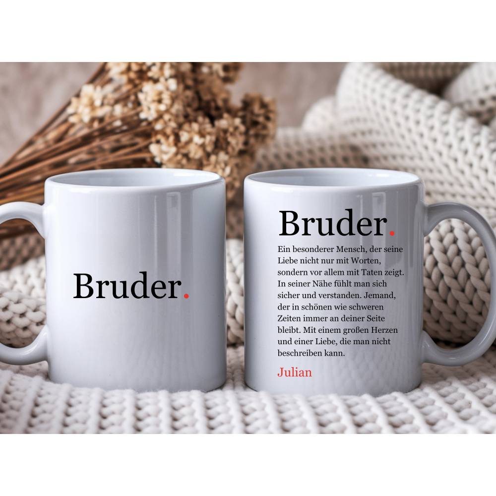 Personalisierte Bruder Tasse mit Definition – Geschenk für Bruder Geschwister– Personalisierte Tasse
