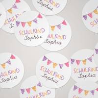 Personalisierte Namensaufkleber *Schulkind* / Runde Sticker ∅ 40 mit Name für Kinder zur Einschulung
