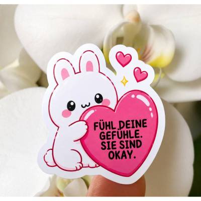 Kawaii Bunny Sticker | Selbstliebe Spruch | Süßer Vinyl Sticker | Laptop Journal Deko