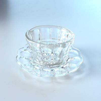 Vintage Zuckerschale Glasschale Pressglas Stern Tellerschale Zuckerdose mit Teller Vintageglas Anbietschale Wellenrand