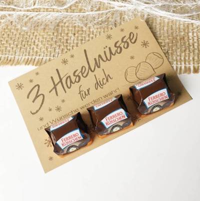 Geburtstag 3 Haselnüsse Druckvorlage, Wunscherfüller Tütenverschluss ausdrucken, Kollegengeschenk, DIY Geldgeschenk Gast