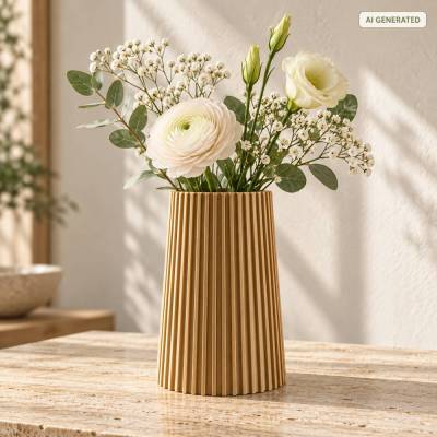 Blumenvase mit Glaseinsatz VIVO01 – 16 cm, PLA, 3D-gedruckt