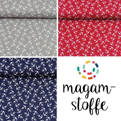 Stoff "Anker" Mode Baumwollstoff ÖKO-TEX Meterware ab 50cm MAGAM-Stoffe