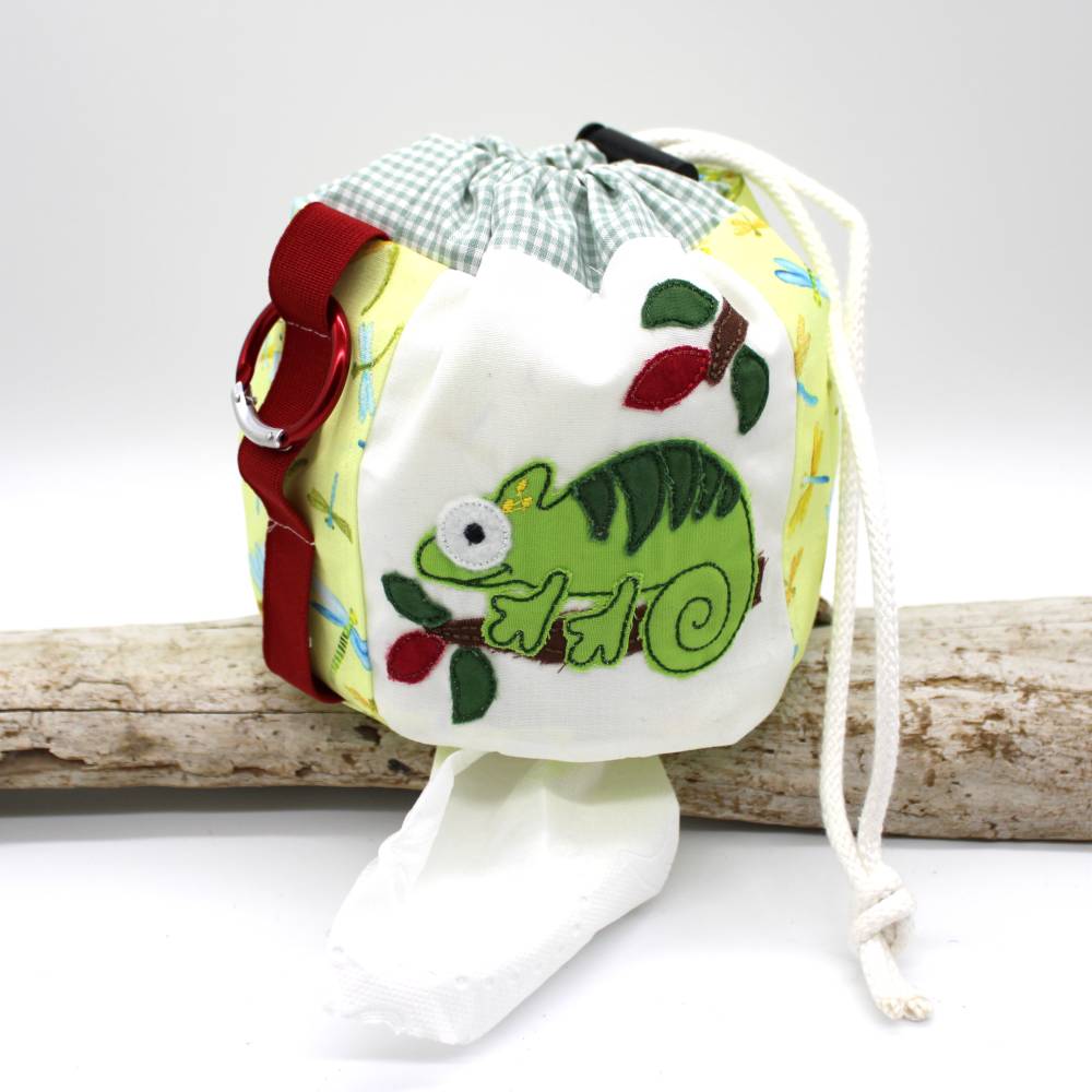 Toilettenpapierbeutel Klopapier Camping Beutel gelb Libelle Chamäleon