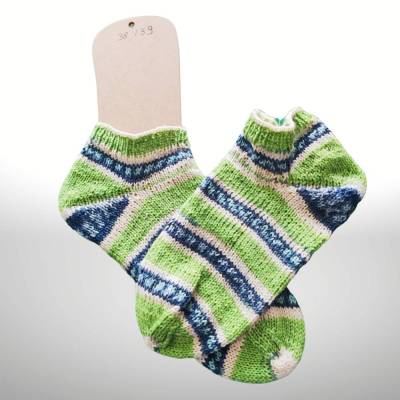Sommersöcken handgestrickt | Opal-Qualitaetswolle 75 % Schurwolle | grüne Musterfarben | Gr. 38-40 | Strapazierfaehig