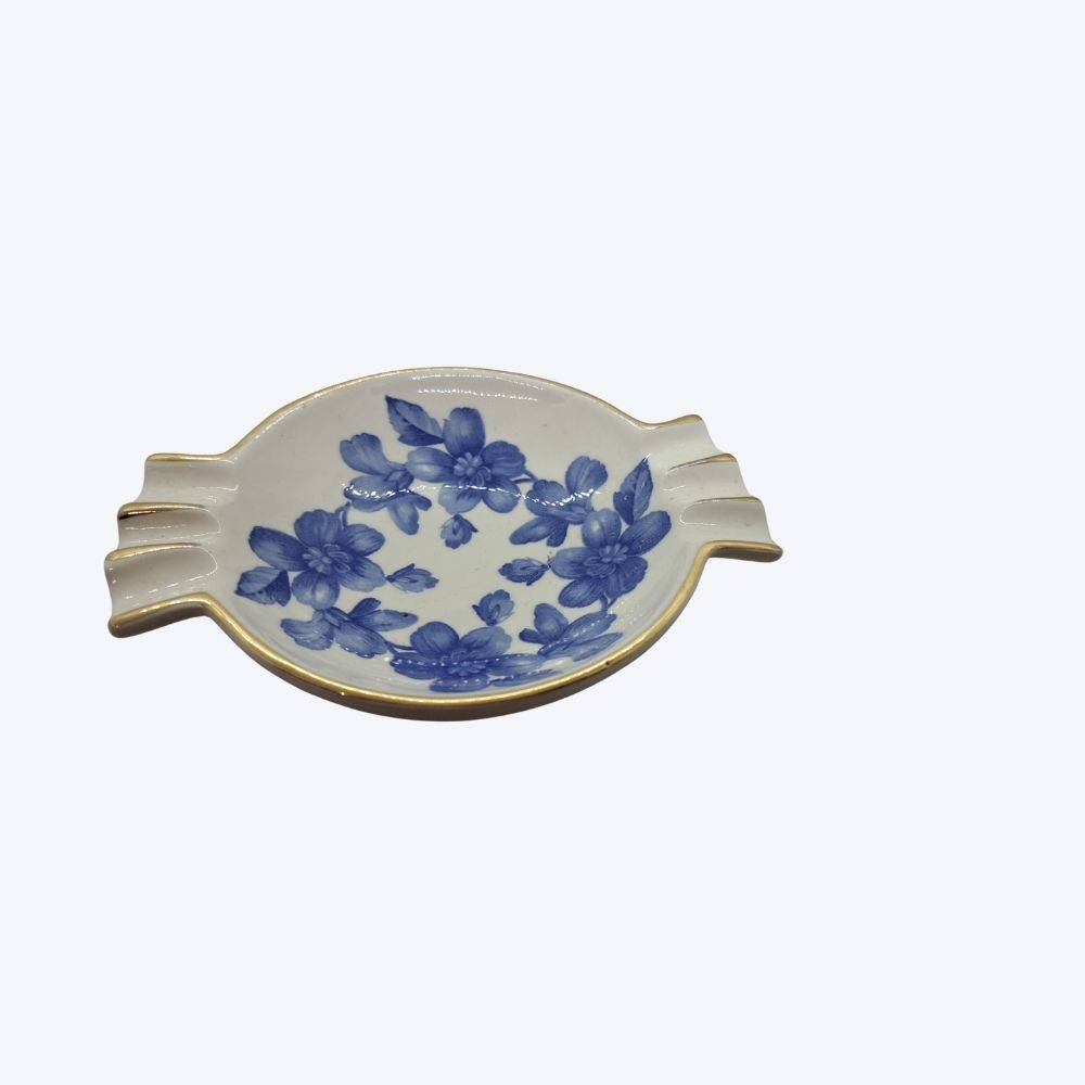 Vintage Porzellan Aschenbecher „Monika“ Villeroy & Boch 1960er Jahre Blau-Gold Dekor