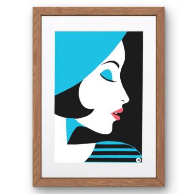 Kunstdruck „Lady“ als Download – elegant stilisiertes Frauenporträt in klaren Linien