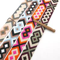 Ethno‑Gurtband 38 mm mit Rautenmuster – dekoratives Taschen‑Gurtband (Meterware)