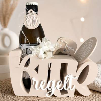 Bier Geschenk für Papa | Geschenkset für Männer | Geburtstag Geschenk Papa | Vatertag Geschenk | Bierhalter aus 3D Druck