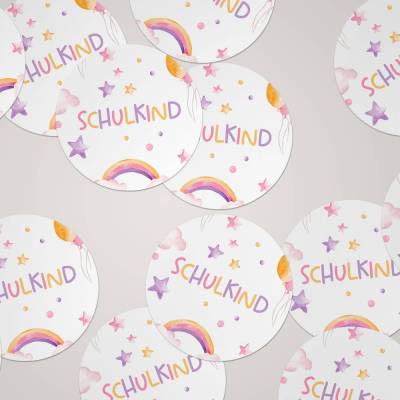Sticker Set *Schulkind* / Runde Dekoaufkleber ∅ 40 für Kinder zur Einschulung