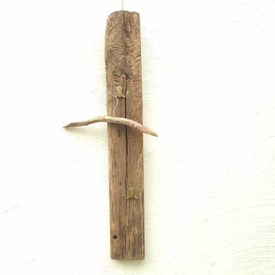 Garderobe Handtuchleiste schmal alte rustikale strukturierte Eiche Treibholz 
