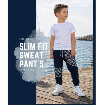 Slim Fit Jogger Kinder, Unisex Sweathose Dunkelblau Anker, Kinderhose Sweathose Jungen Mädchen