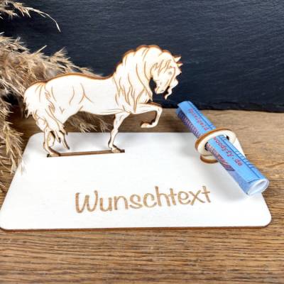 Geldscheinhalter Pferd, Geldgeschenk, Geburtstag, Reiten, Geschenk, Wunschtext, Personalisierbar