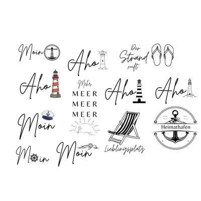 German Nautical Bundle PNG SVG Datei - Nordsee Ostsee Meer Sprüche - Download Plotterdatei Plotter File - Schiff Moin 