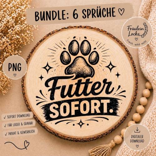 Laserdatei Gravur Bundle | Pyrographie | Hundemotiv | Gravurdatei für Holz & Schiefer | DIY Datei | PNG | Leckerie Box