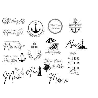German Nautical Bundle PNG SVG Datei - Nordsee Ostsee Meer Sprüche - Download Plotterdatei Plotter File - Schiff Moin 