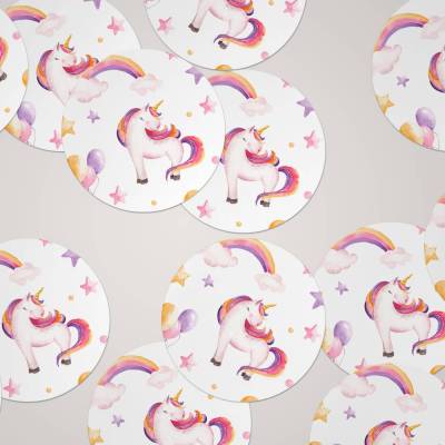 Sticker Set *Einhorn* / Runde Dekoaufkleber ∅ 40 für Kinder zum Geburtstag oder zur Einschulung