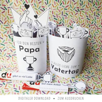 Duplo-Banderolen für Papa zum Ausdrucken | Geschenk zum Vatertag mit 28 Komplimenten